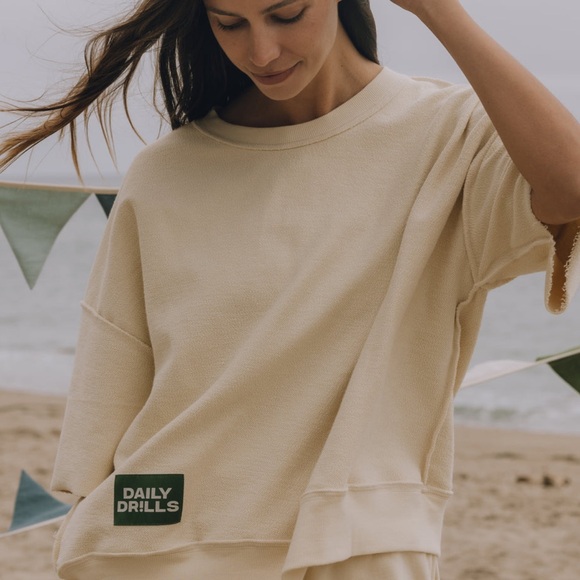 Daily Drills Tops - Daily Drills Women's Cream Sweatshirt & Shorts